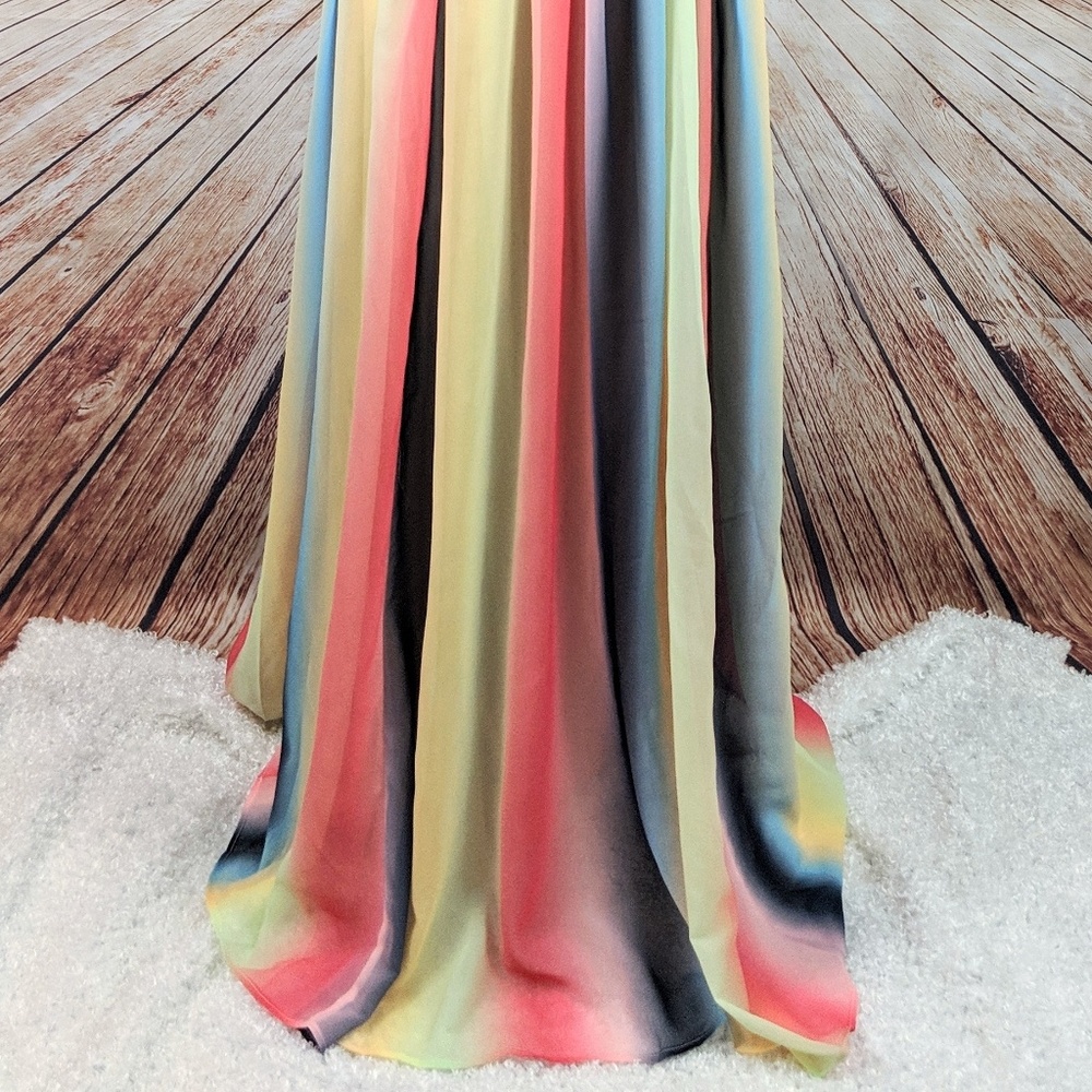 New Pastel Pleated Beauty Maxi Dress - Picture 7 of 8
